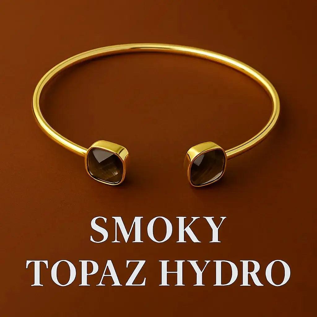 Sterling Silver Bracelet-Square SMOKY TOPAZ stone - Deepika's Adornments