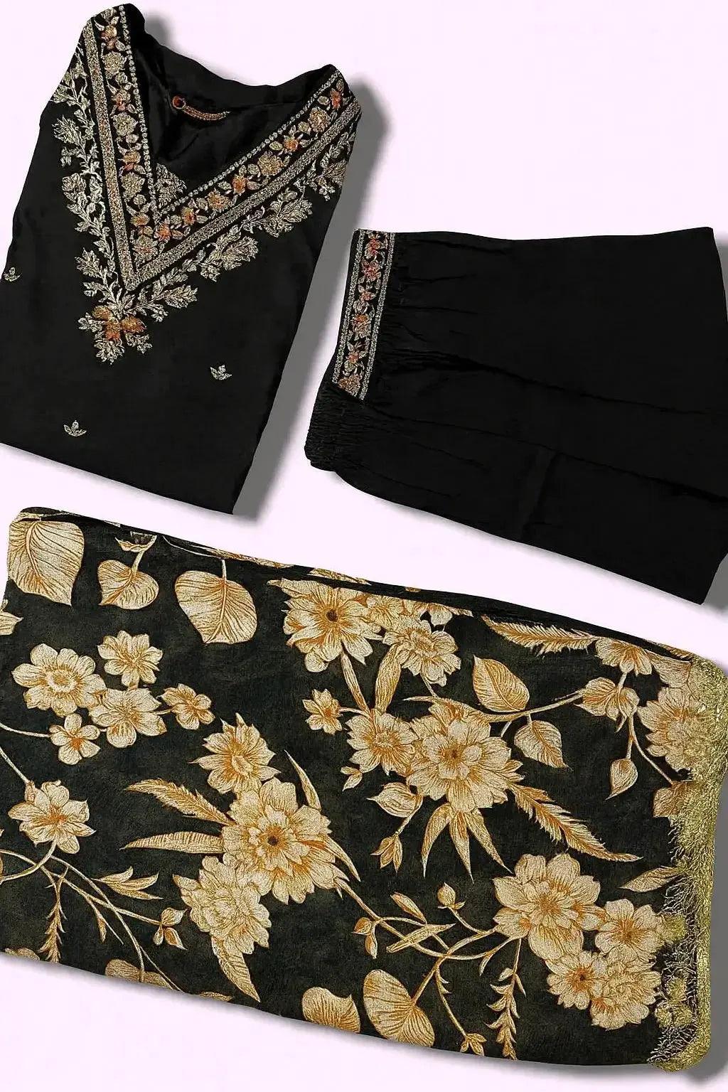 Indian Harem Pant Suit-black - Deepika's Adornments