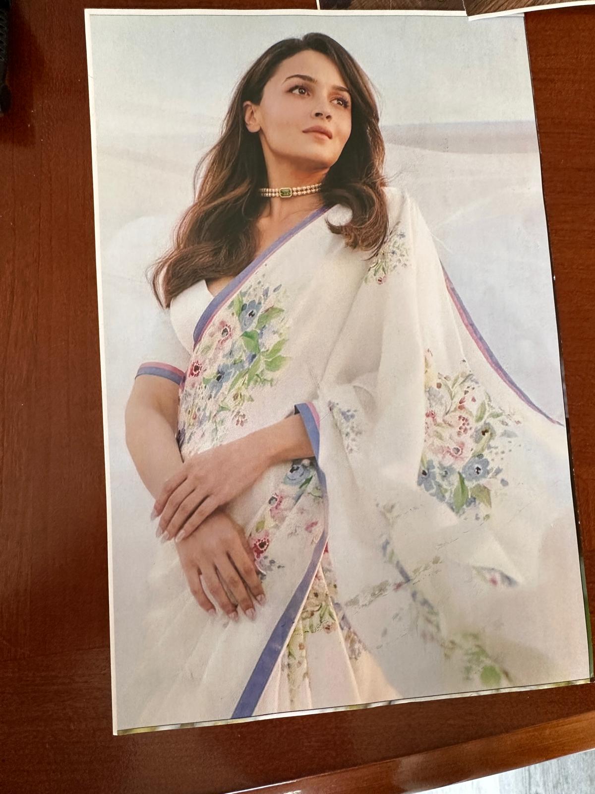 Satin Silk Saree Printed-Alia Style