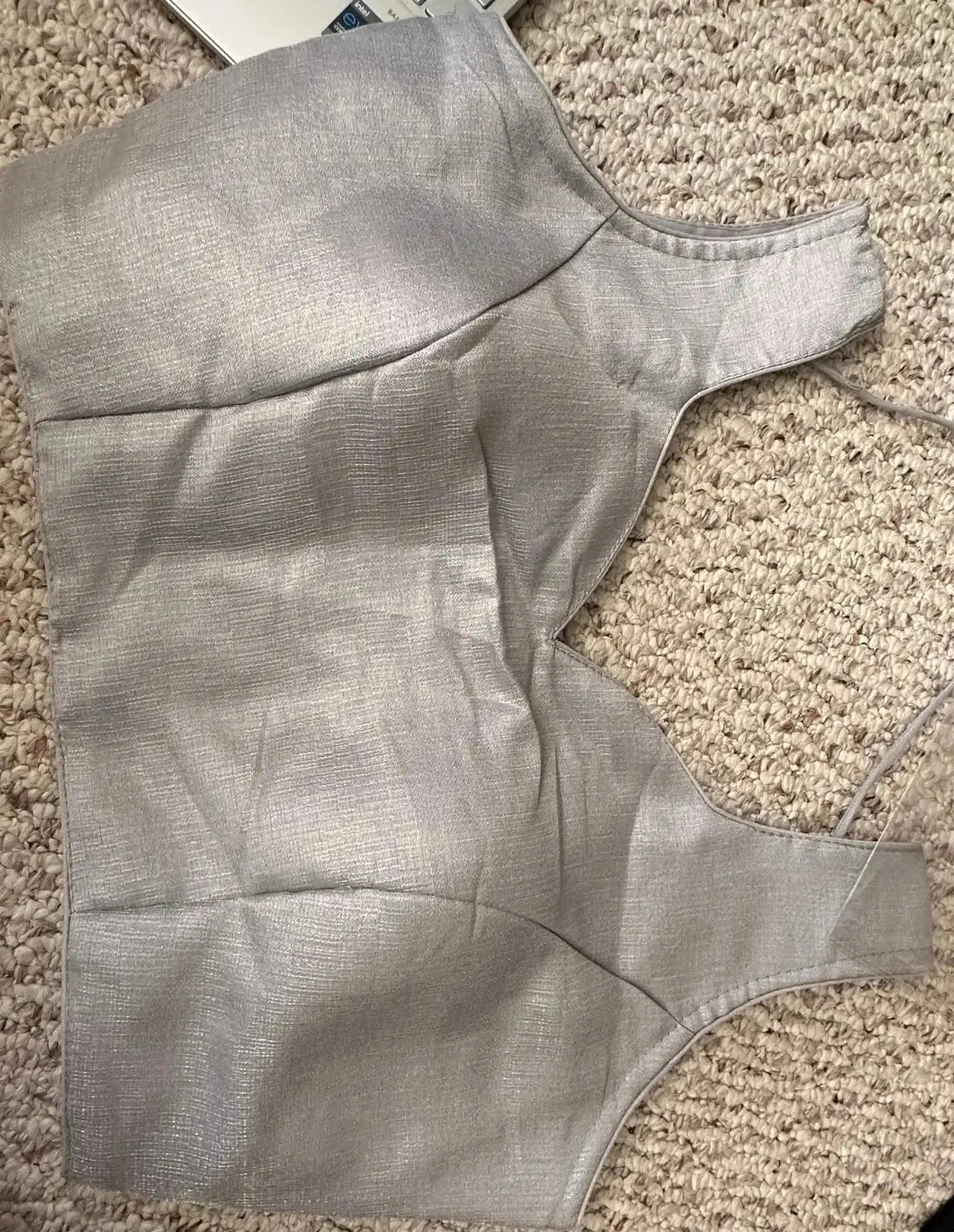 Saburi Milan Silk Readymade Blouse -Silver - Deepika's Adornments