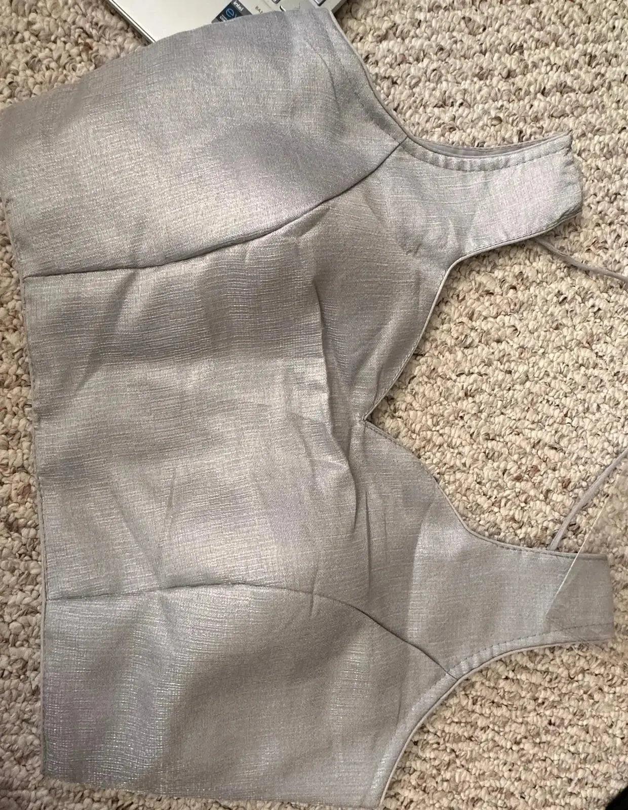 Saburi Milan Silk Readymade Blouse -Silver - Deepika's Adornments