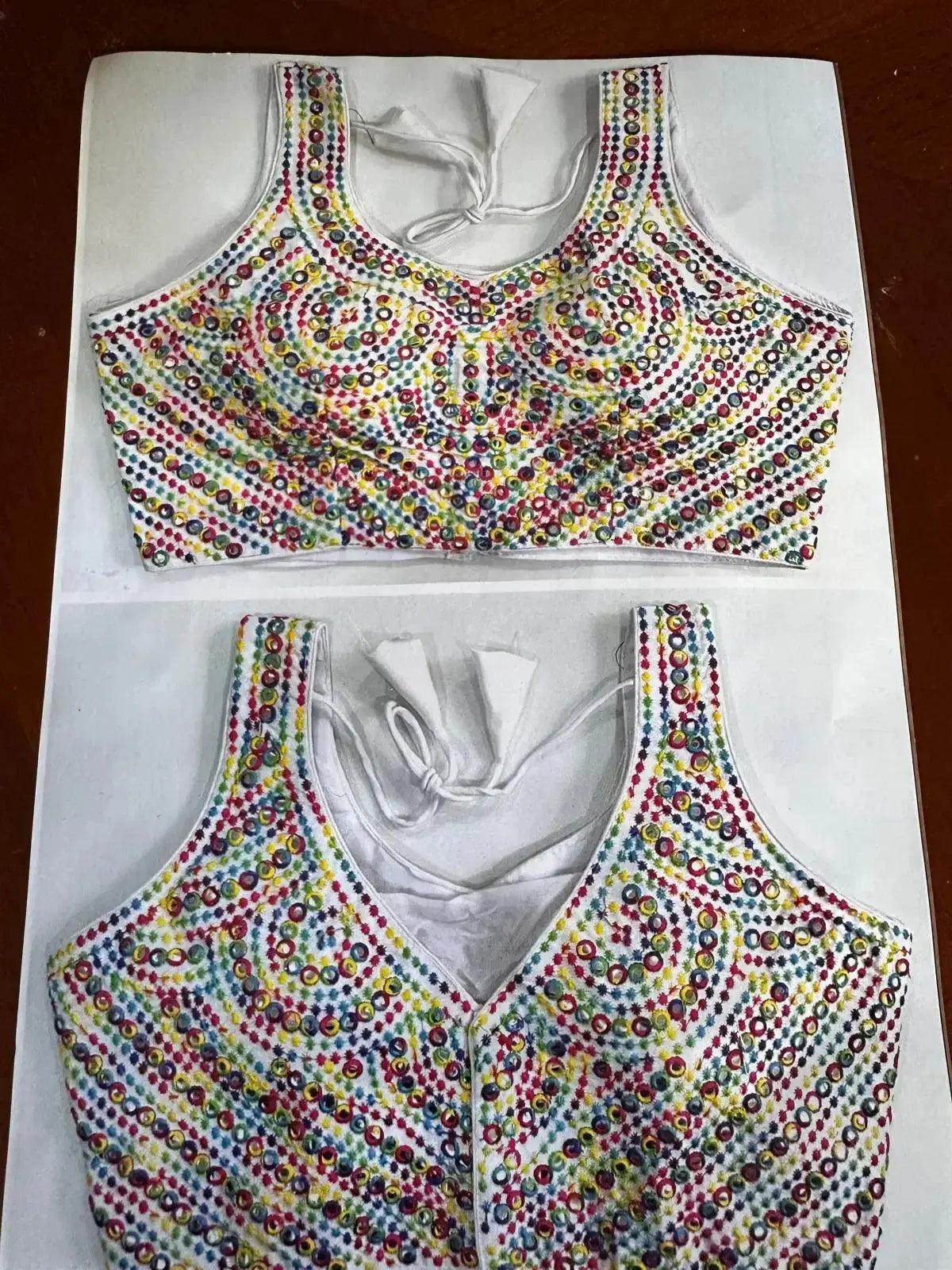 Malati Silk Blouse- White 2 - Deepika's Adornments