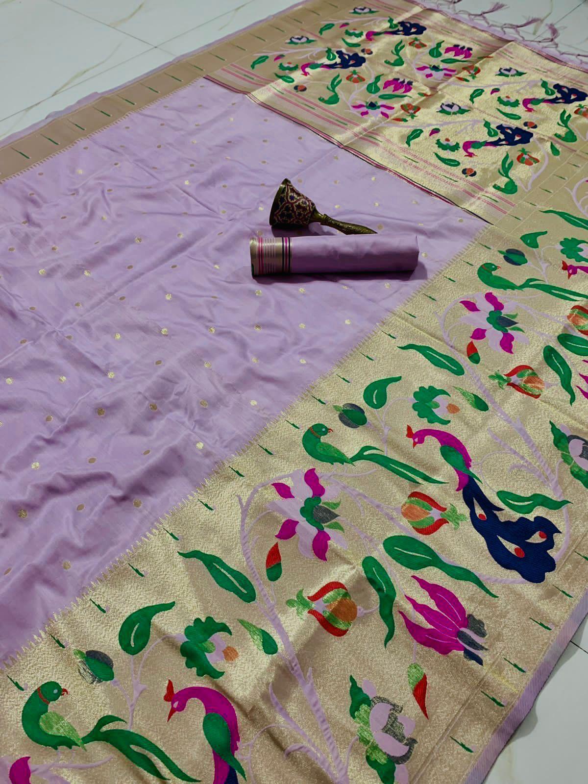 Soft Kanchipuram Paithani Saree-Light Purple