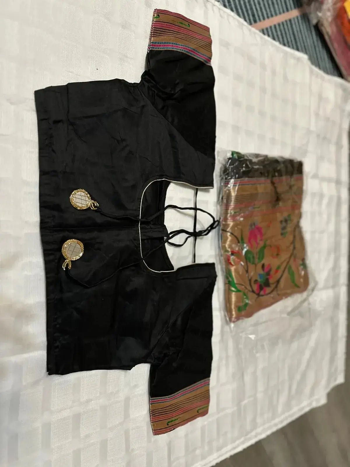 Soft Kanchipuram Paithani Saree-Black - Deepika's Adornments