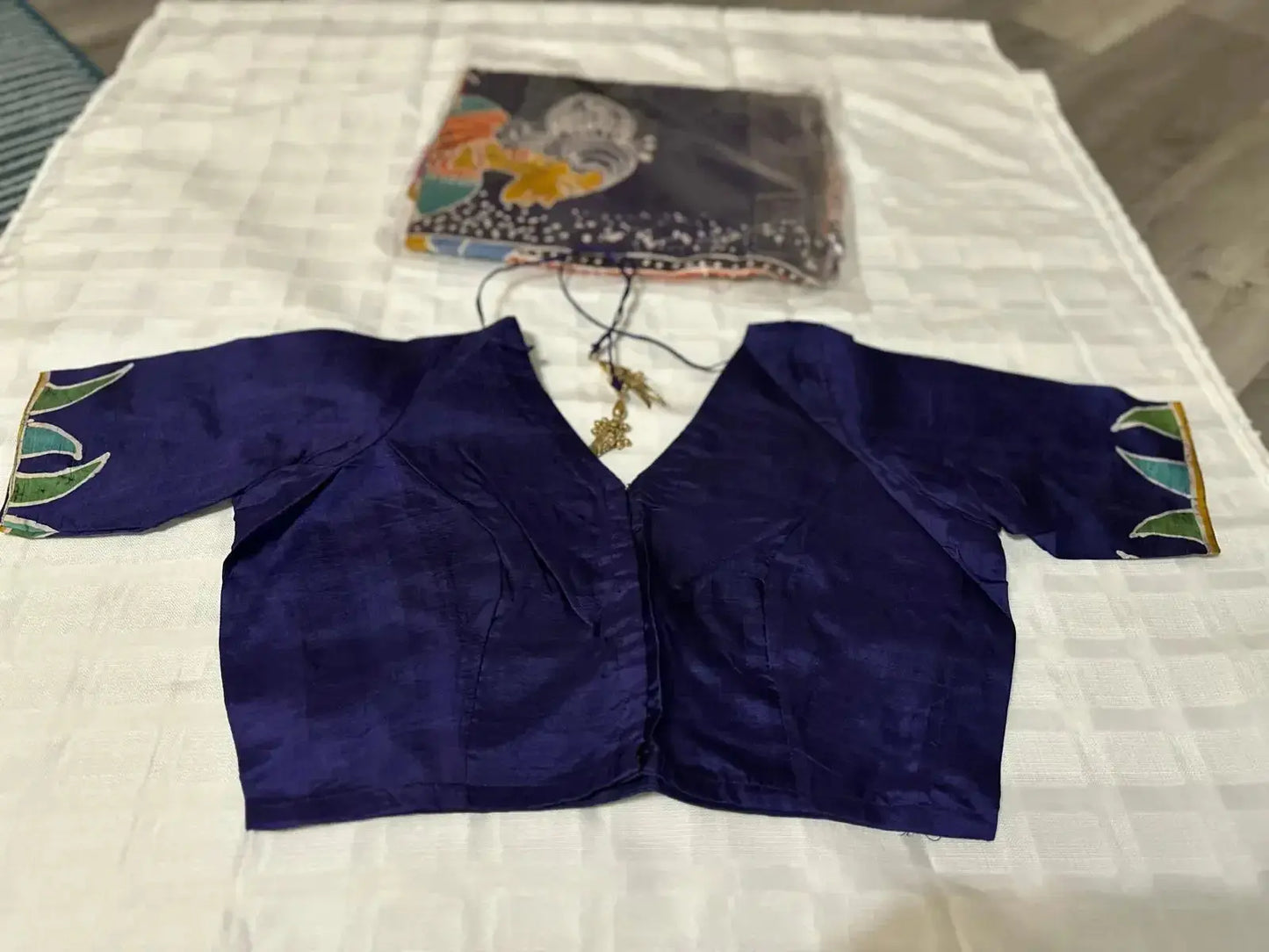 Pure Bishnupuri Silk Hand WaxBatik Sarees - PRPLBLUE - Deepika's Adornments