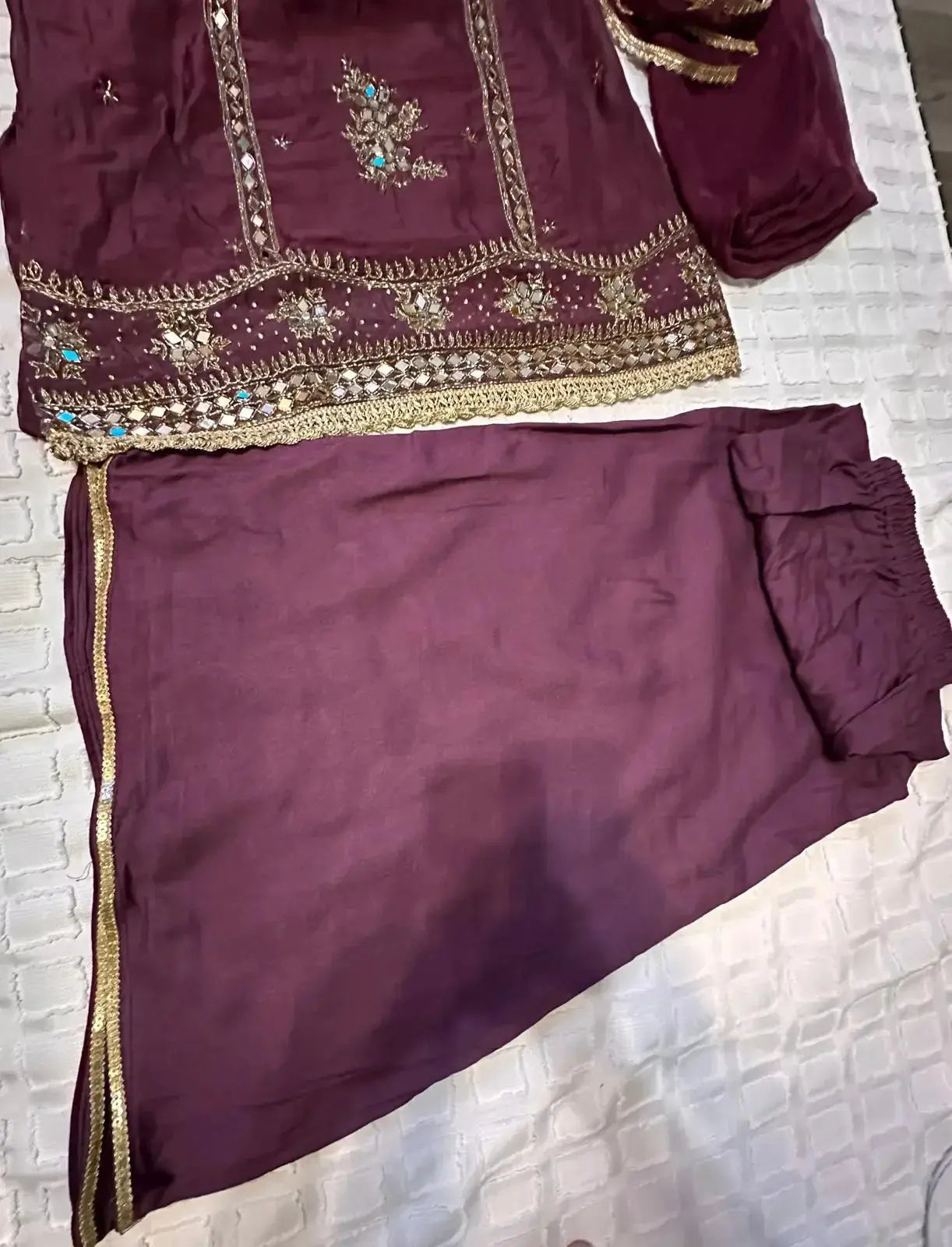 Indian Palazzo Suit Wine - Deepika's Adornments
