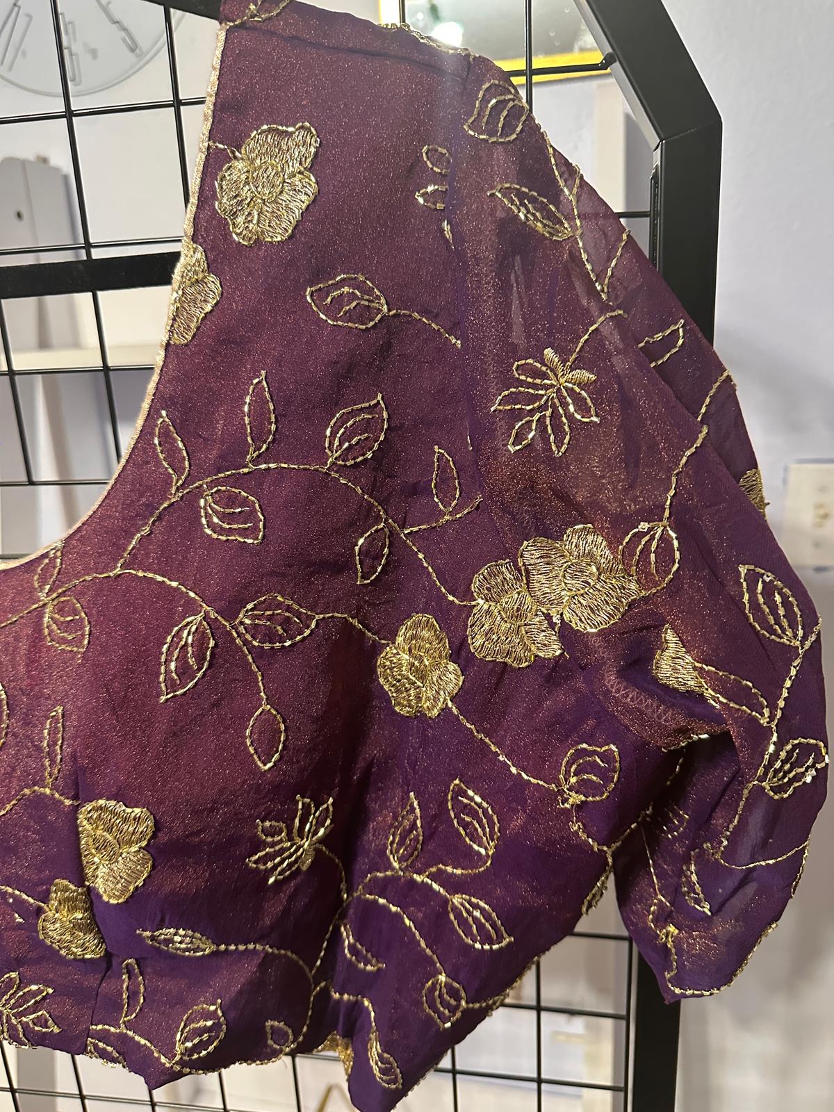 Plus Size Party Wear Blouse - Wine | Size 54 Maha Collection