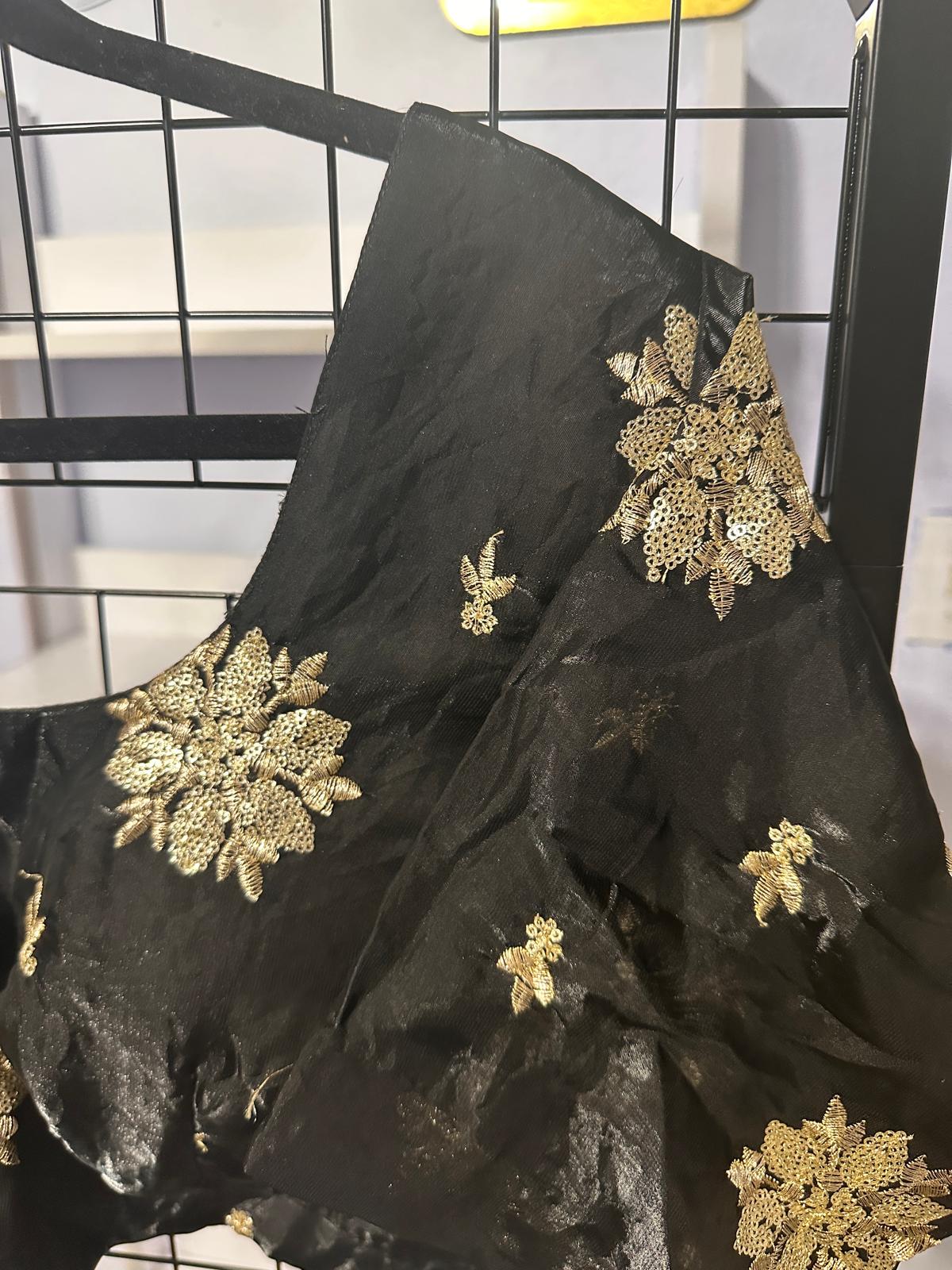 Plus Size Party Wear Blouse - Black (Fandy Silk) | Size 54 Maha Collection