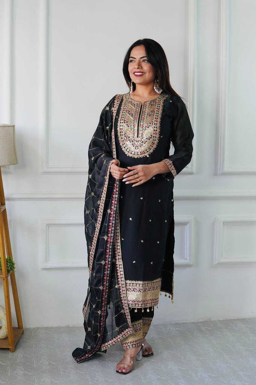 Fancy Black Straight Suit