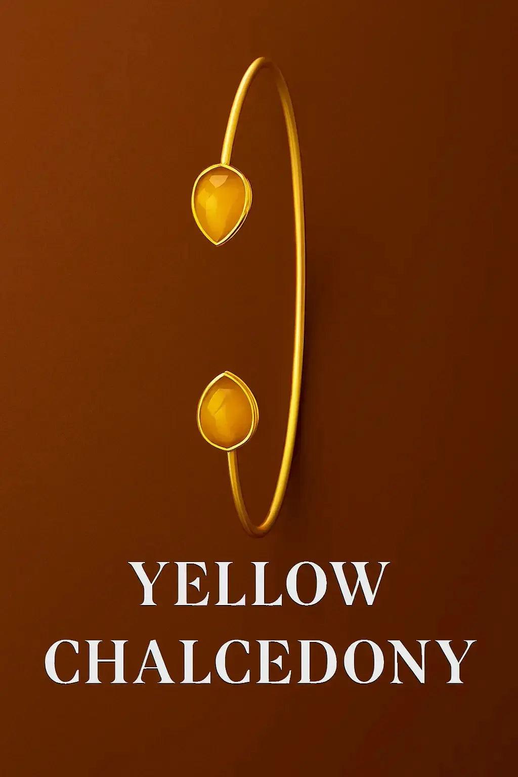 Sterling Silver Bracelet-YELLOW CHALCEDONY - Deepika's Adornments
