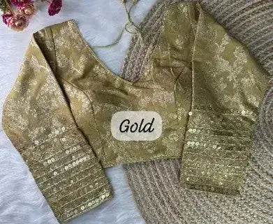 Party Wear Fashion Silk Blouse B-YNF90016GOLD - Deepika's Adornments