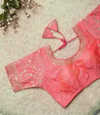 Party Wear Silk Blouse -YNF90029OPeach - Deepika's Adornments