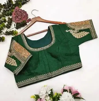 Party Wear Blouse -Green - Deepika's Adornments