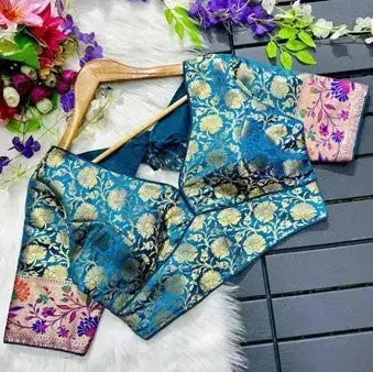 Pathini Designer Blouse -Sea Blue YNF90044CBLU - Deepika's Adornments