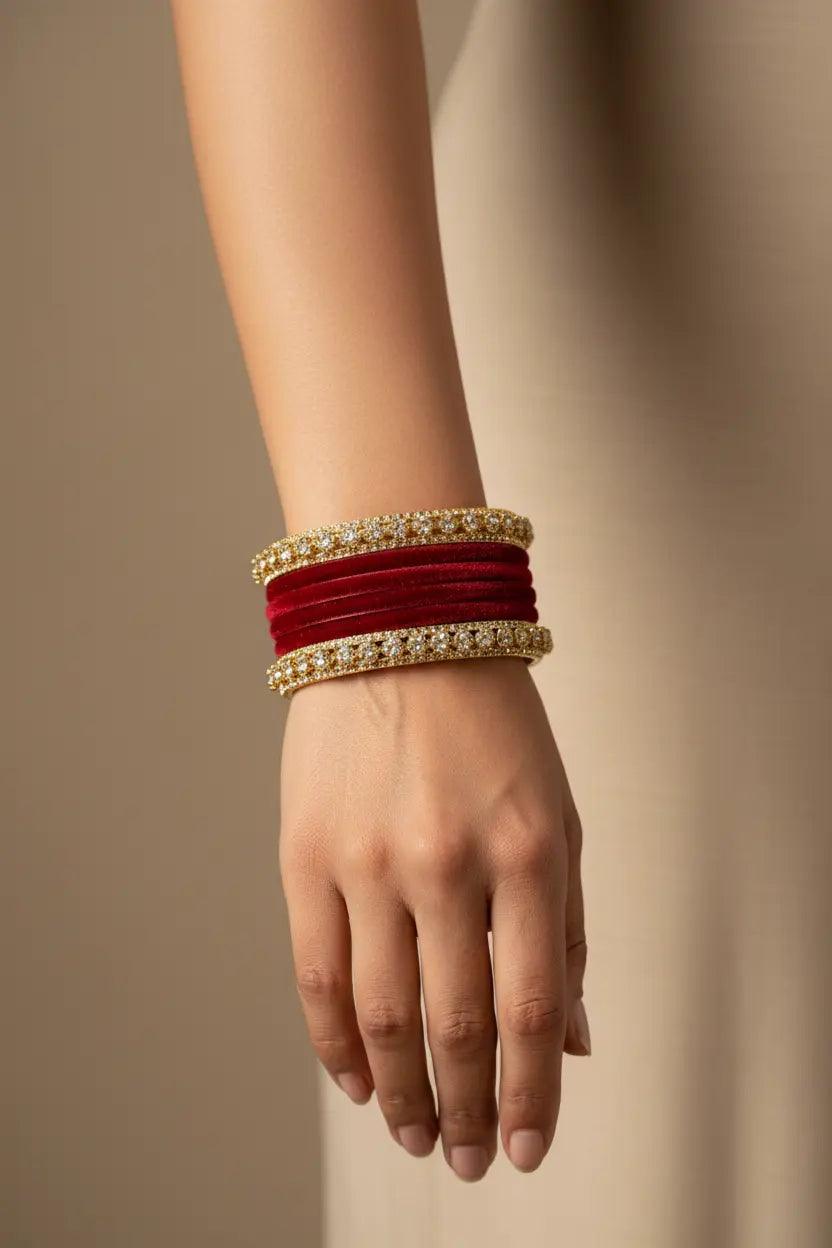 Indian Fashion Bangles - Gold Tone Accent Kara Femnari