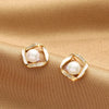 Zircon Square White Inlay Studs