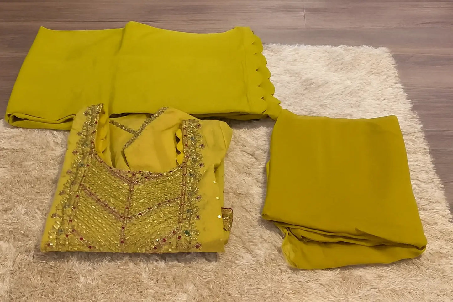 Mustard Maheshwari Silk Kurti with Zari, Foil Mirror & Gota Pati Work Rachna Suits