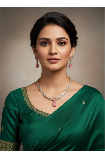 Handcrafted Masterpiece | Cz Set double layer-glamourous set doublet Pink - Deepika's Adornments