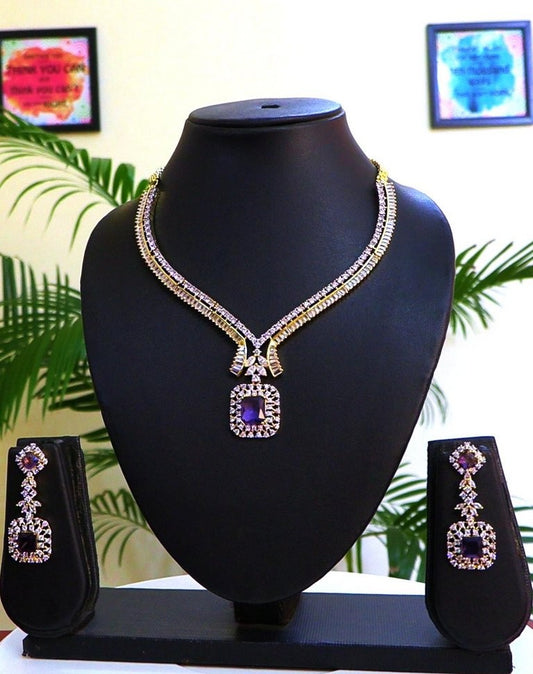 Look Awesome in every Occasion earings only purple doublet in gold finish