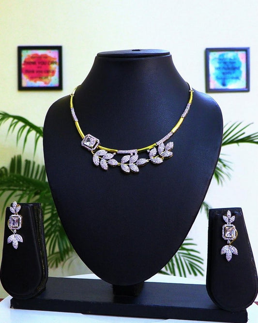 Ideal Necklace Set for Wedding Jewelry Occasions-dual tone gold and silver premium quality CZ's