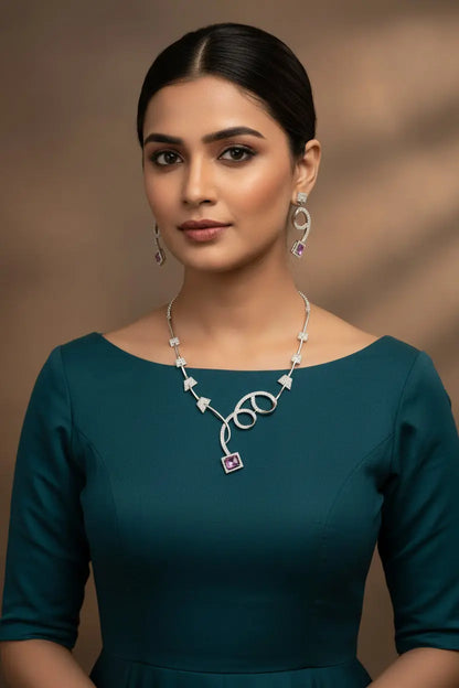 Exclusive CZ in silver with pastle Pink doublet-International Quality - Deepika's Adornments