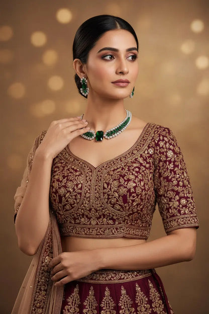 Showstopper American Diamond stunning Necklace Set, green - Deepika's Adornments