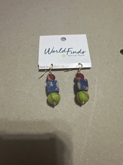 Kantha Earrings Drop Style World Finds