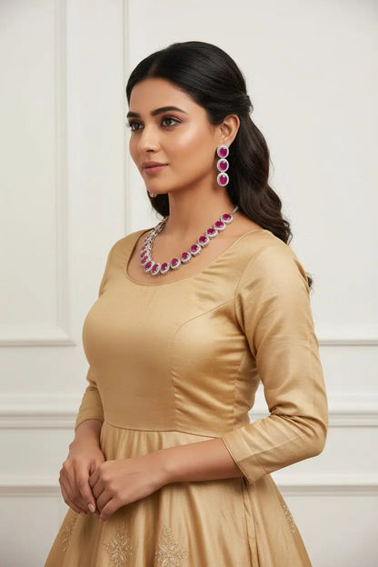 Classic Statement Jewelry Ruby big stones with cz's - Deepika's Adornments