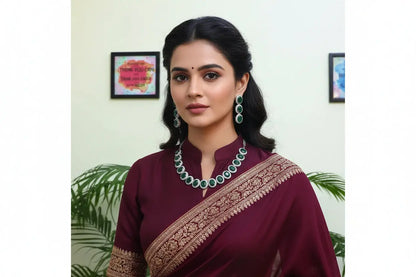 Classic Statement Jewelry Emerald with cz's - Deepika's Adornments
