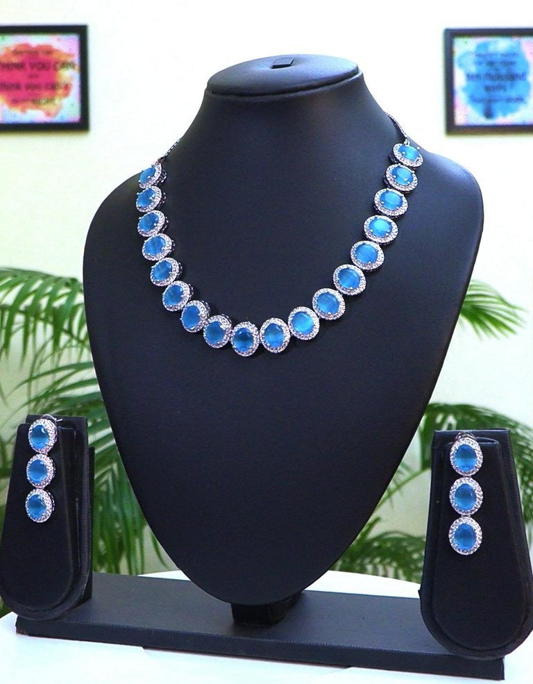 Classic Statement Jewelry Aqua big stones with cz's