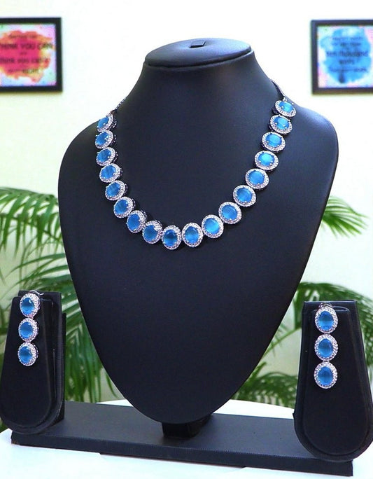 Classic Statement Jewelry Aqua big stones with cz's