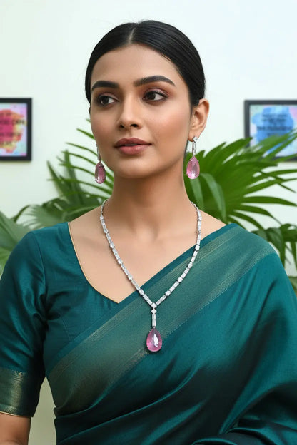 Bollywood Inspired! Elegant CZ Necklace Set - Deepika's Adornments