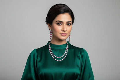 Statement Double Layer Necklace Set - Deepika's Adornments