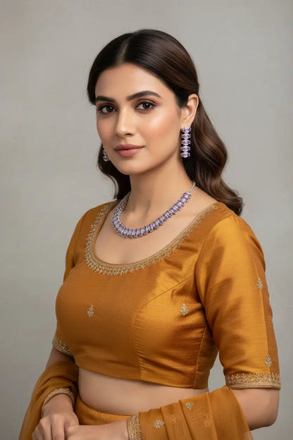 Bold Attitude | Necklace Set n-set-doublet-purple-silver - Deepika's Adornments