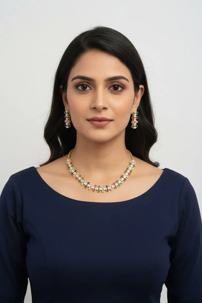 Bold Attitude | Necklace Set n-set-doublet-multi over gold - Deepika's Adornments