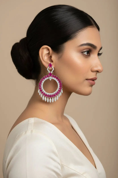 RUBY Round Statement Earrings - Deepika's Adornments