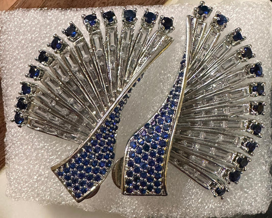 Statement CZ Earrings-Saphire