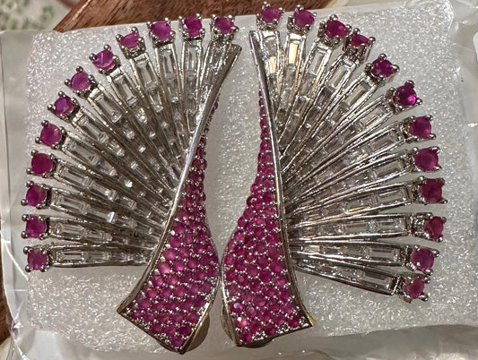 Statement CZ Earrings-Ruby