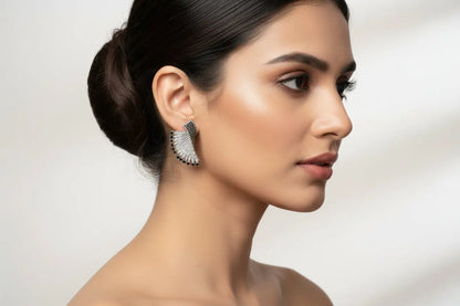 Statement CZ Earrings-Black - Deepika's Adornments