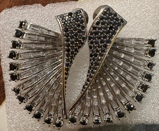 Statement CZ Earrings-Black