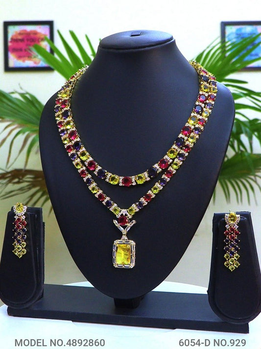 Designer Inspired Statement CZ Statement Necklace Set