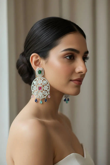 Statement CZ Earrings-Multi - Deepika's Adornments