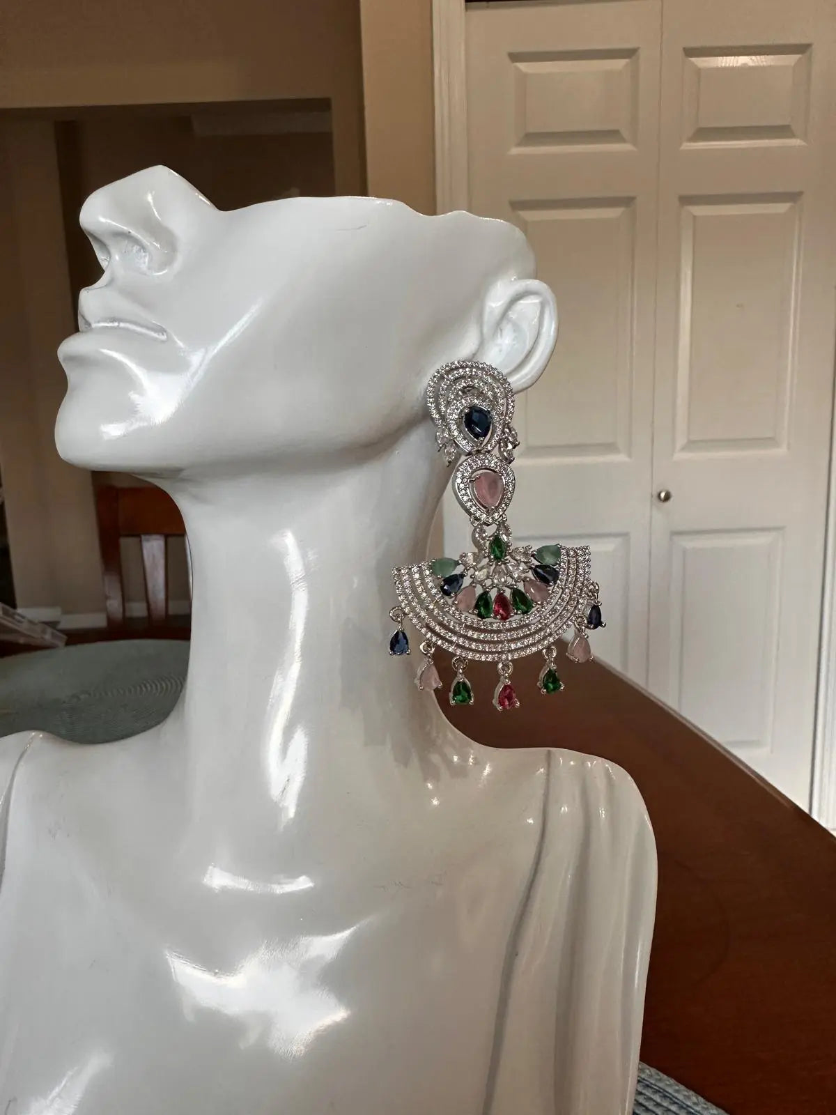 Statement CZ Earrings-Multi Indian Fashions