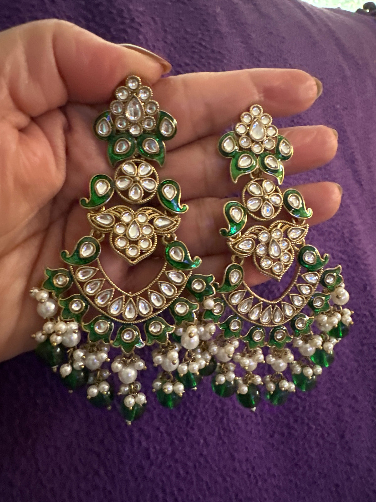 Long statement earring kundan Nikhar Jewelry