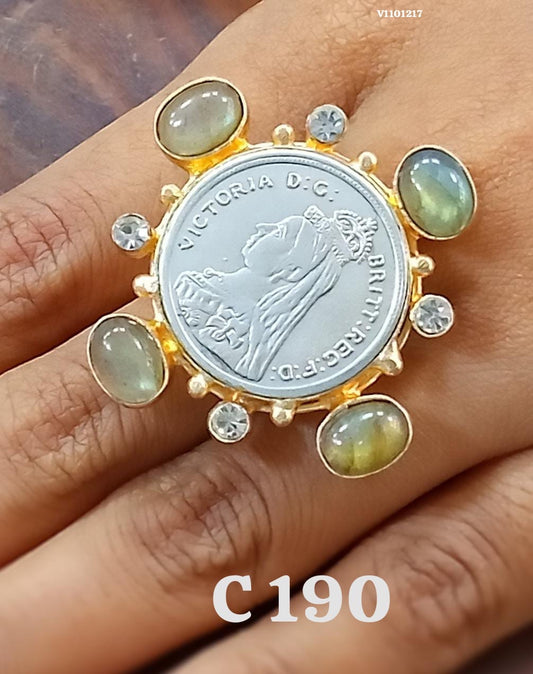 Handcrafted Brass with Natural Stones c190