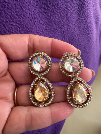 champaign stone earrings Nikhar Jewelry