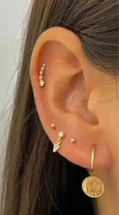 Sterling Silver Studs Helix Gold Plated - Deepika's Adornments