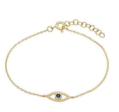 Dainty 925 Sterling Silver Blue Evil Eyes Bracelet