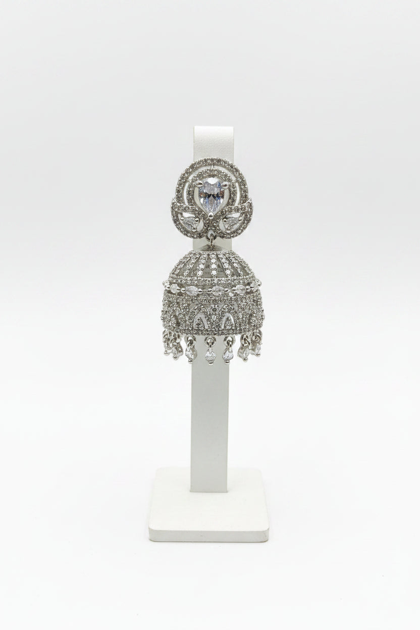 All AD in silver zhumka Nikhar Jewelry