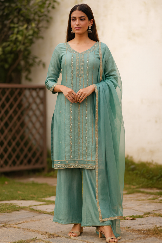 Boutique Custom Stitched Plazzoo Suit